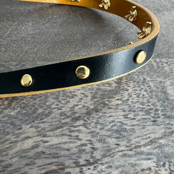 Tory Burch Mustard Yellow Gold Tone Fox Head Wrap Leather Bracelet - Picture 4 of 6